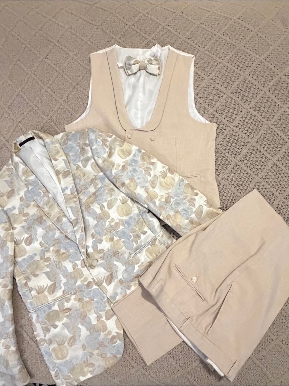 Tazzio Europa 42R Floral 3 Piece Skinny Fit Suit Vest Pants